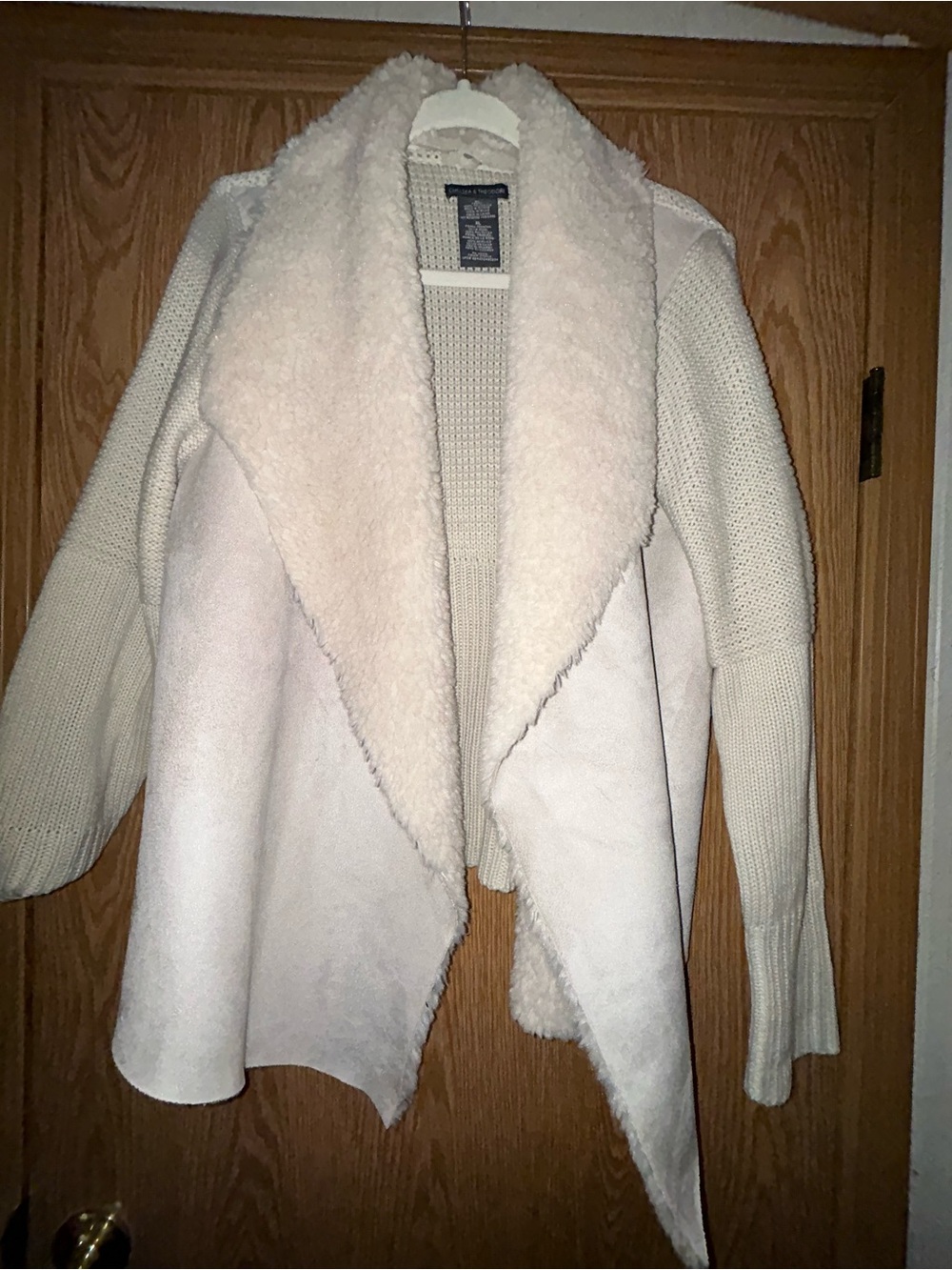 Chelsea & Theodore Draped Open Front Sweater Jacket